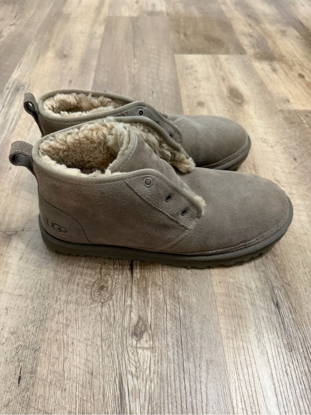 UGG Men’s Suede Chukka Boots in Taupe with Shearling